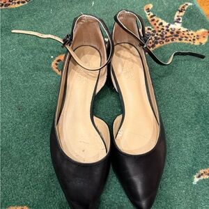 Franco Sarto Black Ankle Strap Flats